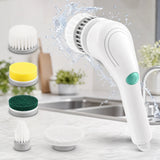 Automatic Cleaning Brush – Sponge Material, Powerful Stain Removal, Multiple Brush Heads, Handle