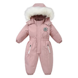 Waterproof Baby Overalls Hooded  Snowsuit 1-5Y
