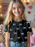 t Girl Short Sleeve Top Cartoon Bow