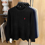 Autumn and Winter Round Neck Embroidered Knitted Sweater