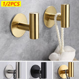 1/2PCS Adhesive Wall Hook Stainless Steel