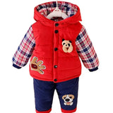 Baby boys winter suit set warm down jacket+pants long sleeve coat