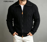 Men Zip Up Cable Knit Cardigan