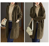 Hooded Mid-Length Knitted Sweater Women's