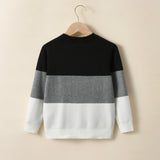 Boys College Style Striped Contrasting Sweater