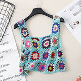 Colorful Hand Crochet Knit Top