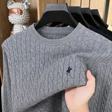 Autumn and Winter Round Neck Embroidered Knitted Sweater
