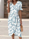 Elegant Floral Pleated Midi Dress Female