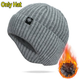 Outdoor Men Winter Knitted Hat with Velvet Warm Ear Hood