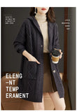 Hooded Mid-Length Knitted Sweater Women's