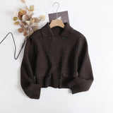 Pure cotton double-breasted lapel cardigan