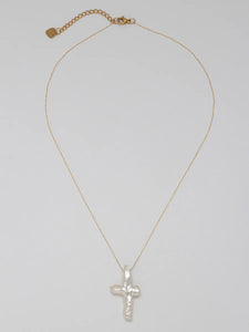 Fashion Custom Vintage Baroque Pearl Beaded Cross Pendant