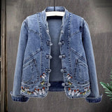Women Jeans Jacket Butterfly Embroidery
