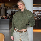 Winter Suede Bomber Jackets For Women