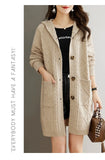 Hooded Mid-Length Knitted Sweater Women's