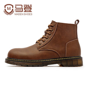 Maden Men Leather Boots Comfortable  Warm