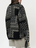 Design Contrast Color Knit Sweater For Women