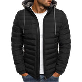 Men Fashion Quilted Padded Jacket Hooded
