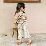 Girls Suit Vest Pants Floral