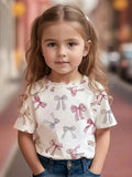 t Girl Short Sleeve Top Cartoon Bow