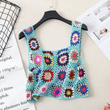 Colorful Hand Crochet Knit Top