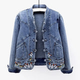 Women Jeans Jacket Butterfly Embroidery