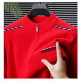 Winter men's thick warm zipper semi high neck sweater
