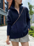 Thick Turtleneck Wool Knitted Cardigan Women