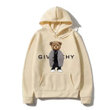 Unisex Autumn Winter Luxury Bear Print Hoodies