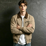 Men's Retro Contrast  Collar Zip Jacket