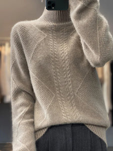 Women Mock Neck  Cashmere Sweater