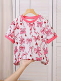 t Girl Short Sleeve Top Cartoon Bow