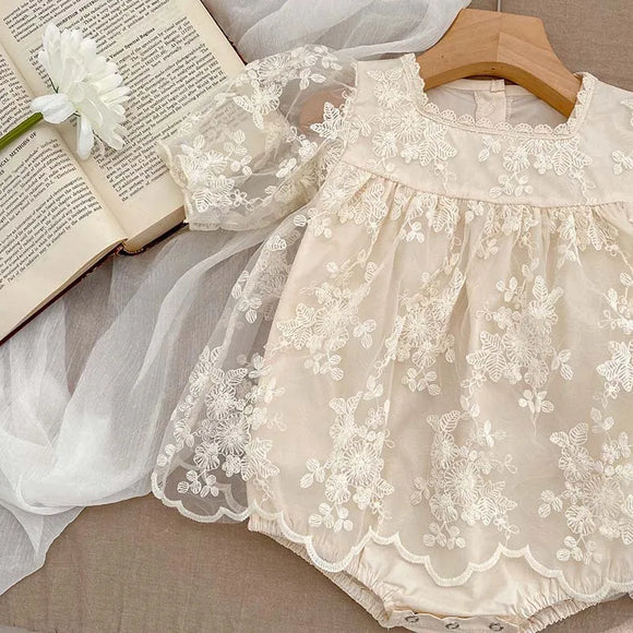 Floral Embroidered Girl's  Princess Dress