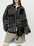Design Contrast Color Knit Sweater For Women