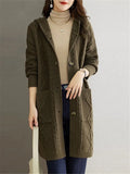 Hooded Mid-Length Knitted Sweater Women's