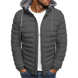 Men Fashion Quilted Padded Jacket Hooded