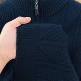 Thickened Men's Woolen Sweater with Half-high Collar and Zipper