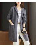Hooded Mid-Length Knitted Sweater Women's
