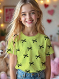 t Girl Short Sleeve Top Cartoon Bow