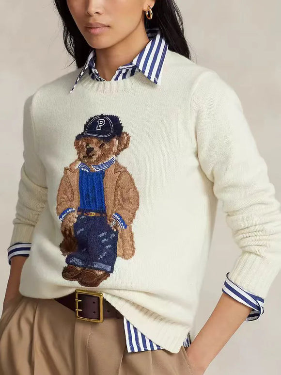 Sweater Women Knitwear  Bear Print