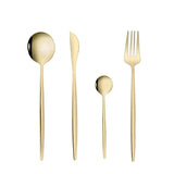 4Pcs Golden Cutlery Set Stainless Steel Knife Fork Spoon Tableware