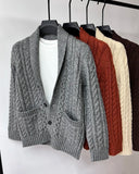 High end personality jacquard knitted cardigan 2023 autumn/winter new fashion men's shawl collar knitted sweater thickened coat