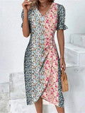 Elegant Floral Pleated Midi Dress Female