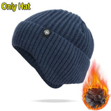 Outdoor Men Winter Knitted Hat with Velvet Warm Ear Hood