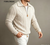 Men Zip Up Cable Knit Cardigan