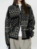 Design Contrast Color Knit Sweater For Women