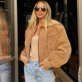 Winter Suede Bomber Jackets For Women