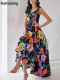 Summer Luxury Style Floral Print Party Dresses Women