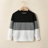 Boys College Style Striped Contrasting Sweater