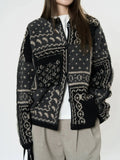 Design Contrast Color Knit Sweater For Women